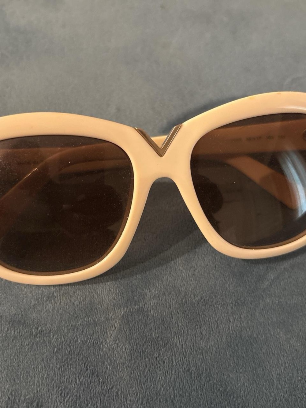 Valentino White Frame Sunglasses with Brown Lenses (Silver Logo)